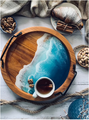resin art поднос океан